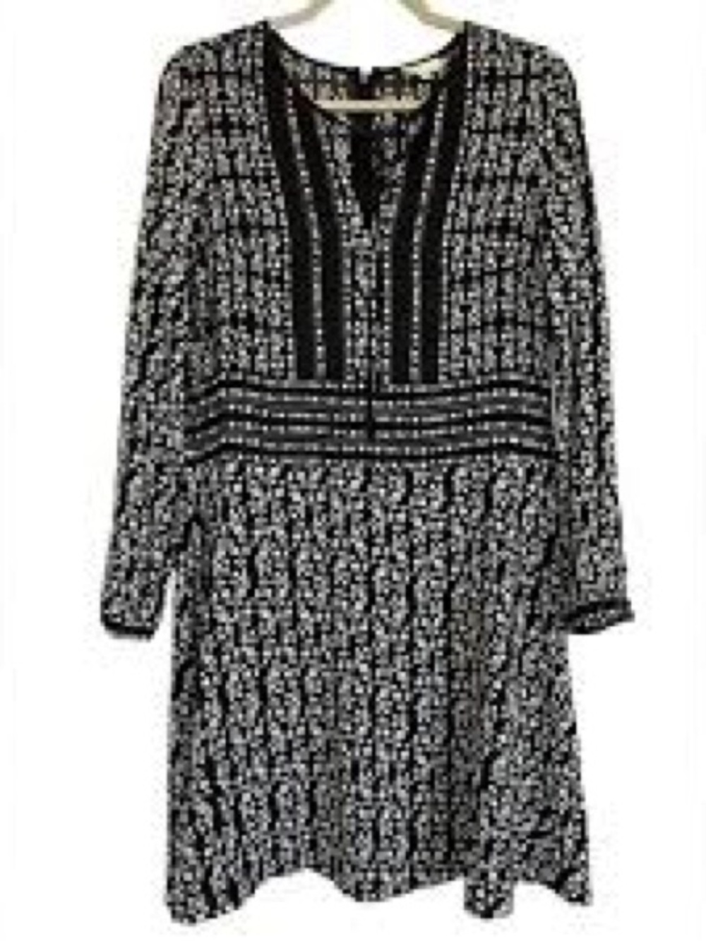 Shoshanna Black and‎ White Long Sleeve Printed Dress